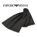 [レビュー特典][土日祝も発送] エンポリオ・アルマーニ EMPORIO ARMANI ウールマフラー（ブラック×ブラック）EA-335[メンズ ストール ロゴ 新作 新生活 お祝い 誕生日 バースデー 贈り物 ギフト 父の日 プレゼント][ラッピング無料]