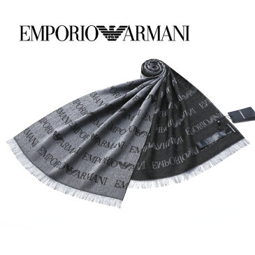 【エントリーでポイント5倍！4日9:59まで】[エンポリオ・アルマーニ]EMPORIO ARMANI ウールマフラー（グレー） EA-350 【アルマーニマフラー メンズ ストール ロゴ プレゼントバレンタインクリスマス】【あす楽対応_関東】