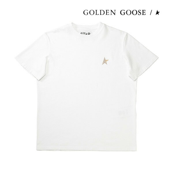 [レビュー特典][土日祝も発送] ゴールデングース【12,800円→7,900円】GOLDEN GOOSE レディースTシャツ（ホワイト／ゴールド）GD-032[半袖 クルーネック 丸首 綿 コットン 新作 新生活 お祝い 誕生日 バースデー 贈り物 ギフト 父の日 プレゼント]