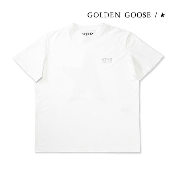 [レビュー特典][土日祝も発送] ゴールデングース【15,000円→9,400円】GOLDEN GOOSE レディースTシャツ（ホワイト／シルバー）GD-040[半袖 ロゴ クルーネック 丸首 綿 コットン 新作 新生活 お祝い 誕生日 バースデー 贈り物 ギフト 父の日 プレゼント]