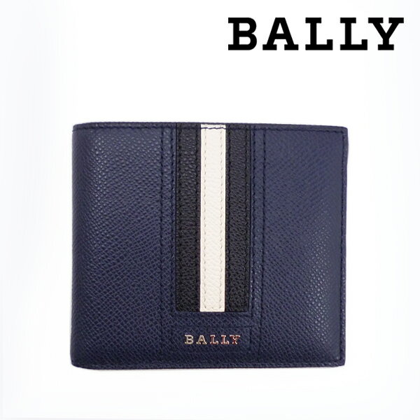 [レビュー特典][土日祝も発送] バリー BALLY 二つ折り財布（小銭入れなし）レザー ネイビー BA-272[バリー 財布 型押し レザー 新作 新生活 お祝い 誕生日 バースデー 贈り物 ギフト 父の日 プレゼント][ラッピング無料]