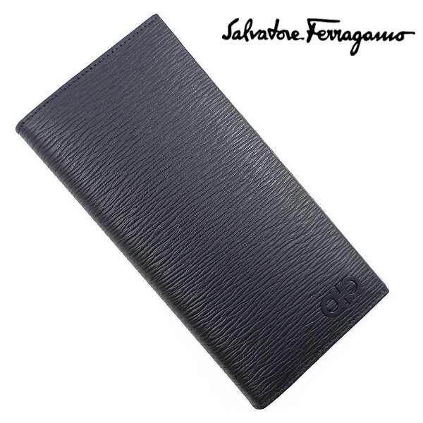 フェラガモ 長財布（メンズ） [レビュー特典][土日祝も発送] フェラガモ【66,000円→59,000円】FERRAGAMO 長財布（小銭入れ付き）ブラック FG-334 ダブルガンチーニ[フェラガモサイフ 型押し レザー 新作 新生活 お祝い 誕生日 バースデー 贈り物 ギフト 父の日 プレゼント][ラッピング無料]