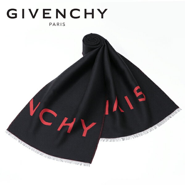 [レビュー特典][土日祝も発送] ジバンシー GIVENCHY マフラー（ブラック×レッド）GV-012[ジバンシーマフラー ロゴ メンズ レディース ユニセックス 男女共用 新作 新生活 お祝い 誕生日 バースデー 贈り物 ギフト 父の日 プレゼント][ラッピング無料]