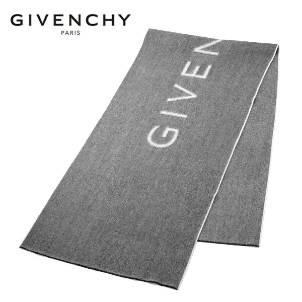 [レビュー特典][土日祝も発送] ジバンシー GIVENCHY ウールマフラー ストール（グレー×ホワイト）GV-018[ジバンシーマフラー ロゴ メンズ レディース ユニセックス 新作 新生活 お祝い 誕生日 バースデー 贈り物 ギフト 父の日 プレゼント][ラッピング無料]