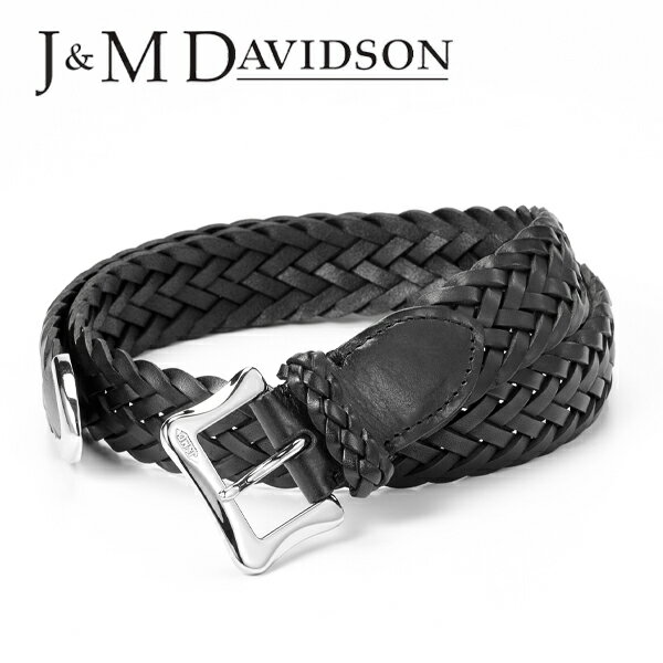 [レビュー特典][土日祝も発送] ジェイアンドエムデヴィッドソン【28,000円→19,500円】J&M DAVIDSON ベルト メンズ（ピンタイプ）ブラック JM-004[メッシュ 編み込み 新作 新生活 お祝い 誕生日 バースデー 贈り物 ギフト 父の日 プレゼント][ラッピング無料]