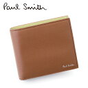 [レビュー特典][土日祝も発送] ポールスミス PAUL SMITH 二つ折り財布 バイカラー（小銭入れ付き）PS-797[ブラウン キャメル ポールスミス折財布 レザー 本革 新作 新生活 お祝い 誕生日 バースデー 贈り物 ギフト 父の日 プレゼント][ラッピング無料]