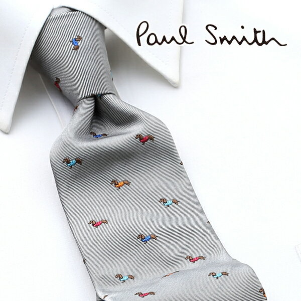 【レビュー特典付き】[ポールスミス] PAUL SMITH ネクタイ PSJ-540 グレー 犬 シルク [ネクタイ ブランドネクタイ ネクタイブランド 新作 プレゼント ギフト 入社 祝い 新社会人 新生活 卒業 入学 誕生日 バースデー 就活 結婚式 父の日]【土日祝も発送】