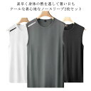 接触冷感 タンクトップ 吸汗速乾 サマー ドライ 2枚セット ノースリーブシャツ 大きいサイズ ノースリーブ 夏服 ストレッチ 袖なし 男性 ベスト 水陸両用 スポーツ メンズ 春夏 涼しい 薄手 消臭 トレーニングウェア 肌着 運動 ジム 作業着 送料無料 ギフト