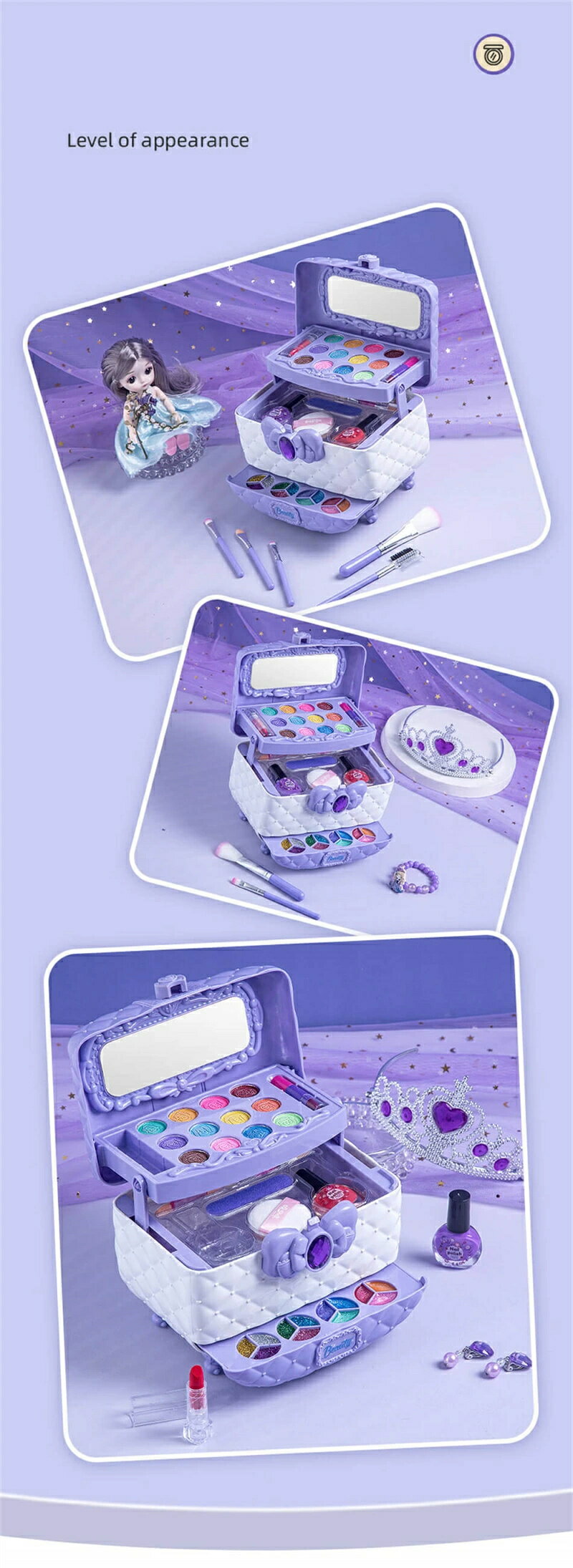 メイクおもちゃ 子供用 メイクセット メイクボックス 化粧おもちゃ 子供用キッズ コスメセット 女の子おもちゃ ごっこ遊び キッズコスメセット ままごと 化粧品おもちゃ 水溶性 飾り 持ち運び便利 お子供用化粧品のおもちゃ メイクボックス 化粧おもちゃクリスマスプレゼント