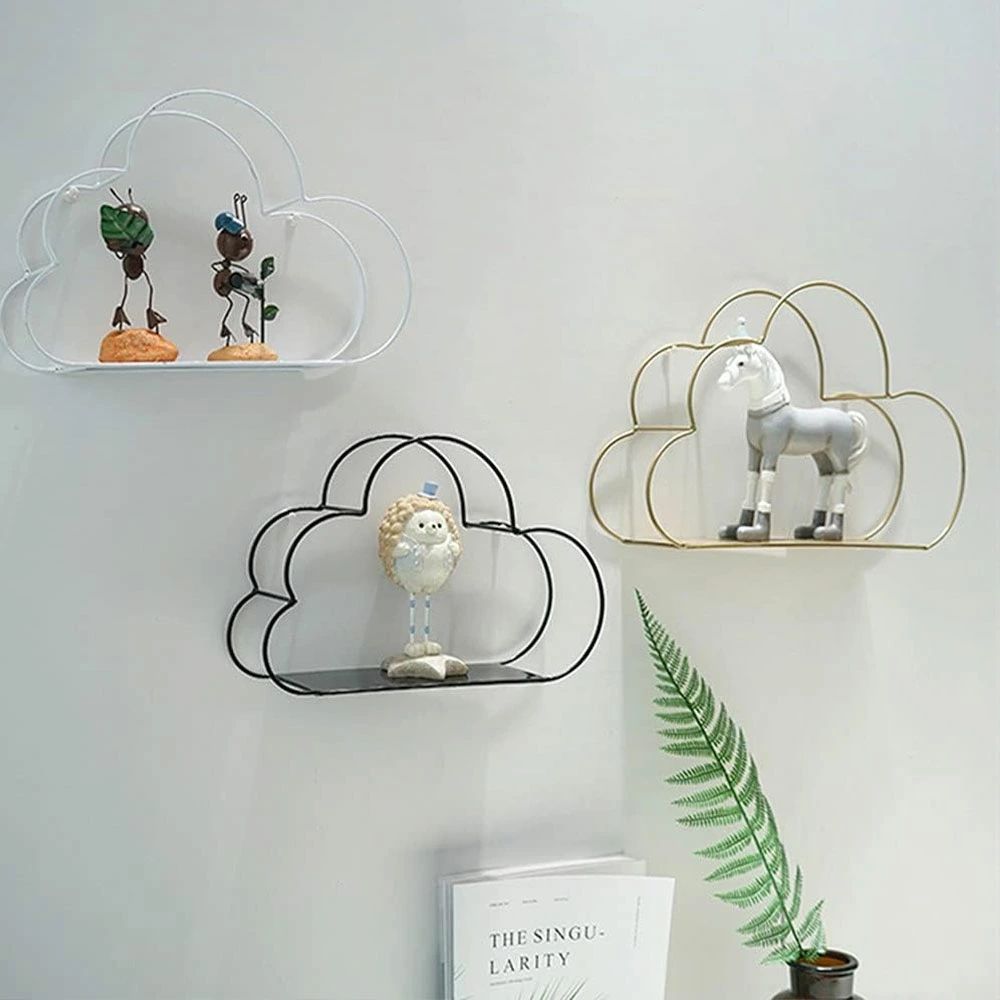 収納ラック 雲型 掛け 棚 クリエイティブ収納ラック 壁掛け飾り棚 ウォールシェルフ棚 バスケットラッ..