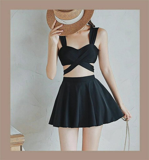 水着 レディース 3点セット 体型カバー 紫外線カット パッド付き ショートパンツ スカート 小胸 セパレート ビキニ ホルターネック バスト 盛れる 水着 女の子 女性 タンキニ ビキニ ママ水着 みずぎ パレオ水着 海リゾート 大学生 ブラック