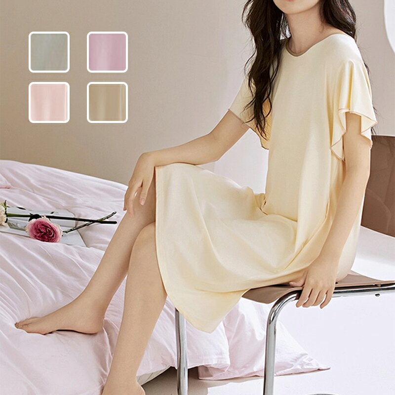 ルームワンピース レディース 夏 ノースリーブ パジャマ ルームウェア フレンチ袖 部屋着 涼しい インナー ゆったり かわいい 寝間着 リラックス 大きいサイ...