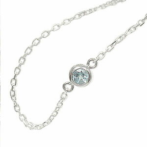 【20%OFFクーポン】ブレスレット アクアマリン k18ホワイトゴールド チェーン 一粒 3mm レディース ユニセックス クリスマス プレゼント Xmas ...