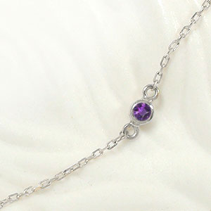 【10%OFFクーポン】ブレスレット アメジスト プラチナ チェーン 一粒 レディース ユニセックス クリスマス プレゼント Xmas 誕生日 記念日 Pt90...