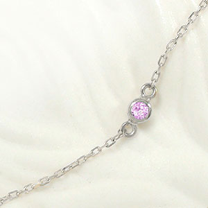 【10%OFFクーポン】ブレスレット ピンクサファイア プラチナ チェーン 一粒 レディース ユニセックス クリスマス プレゼント Xmas 誕生日 記念日 ク...