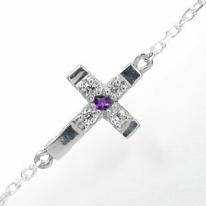 【20%OFFクーポン】アメジスト ブレスレット 18金 クロス 十字架ブレスレット レディース ユニセックス 誕生日 記念日 アクセサリーショップ 贈り物 ク...