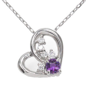 【20%OFFクーポン】ネックレス 流れ星 18金 アメジスト ハート 一粒 2月 誕生石ペンダントトップ シルバーチェーン鎖 チャーム ゴールド GOLD ク...