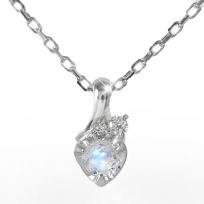 ネックレス ブルームーンストーンネックレス 10金 流れ星 ハート 一粒 ペンダントトップ シルバーチェーン鎖 チャーム ギフト 贈り物誕生日 自分へのご褒美に...