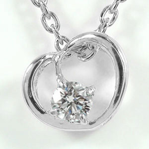 【10%OFFクーポン】ネックレス プラチナ ハート ダイヤモンド 4月 誕生石 一粒チャーム ペンダントトップ シルバーチェーン鎖 pt900 クリスマス プ...