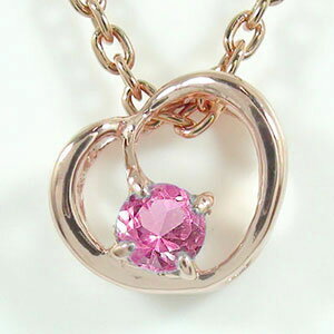 【10%OFFクーポン】ネックレス ハートネックレス ピンクトルマリン 18金 10月 誕生石 一粒チャーム ペンダントトップ シルバーチェーン鎖 ゴールド G...