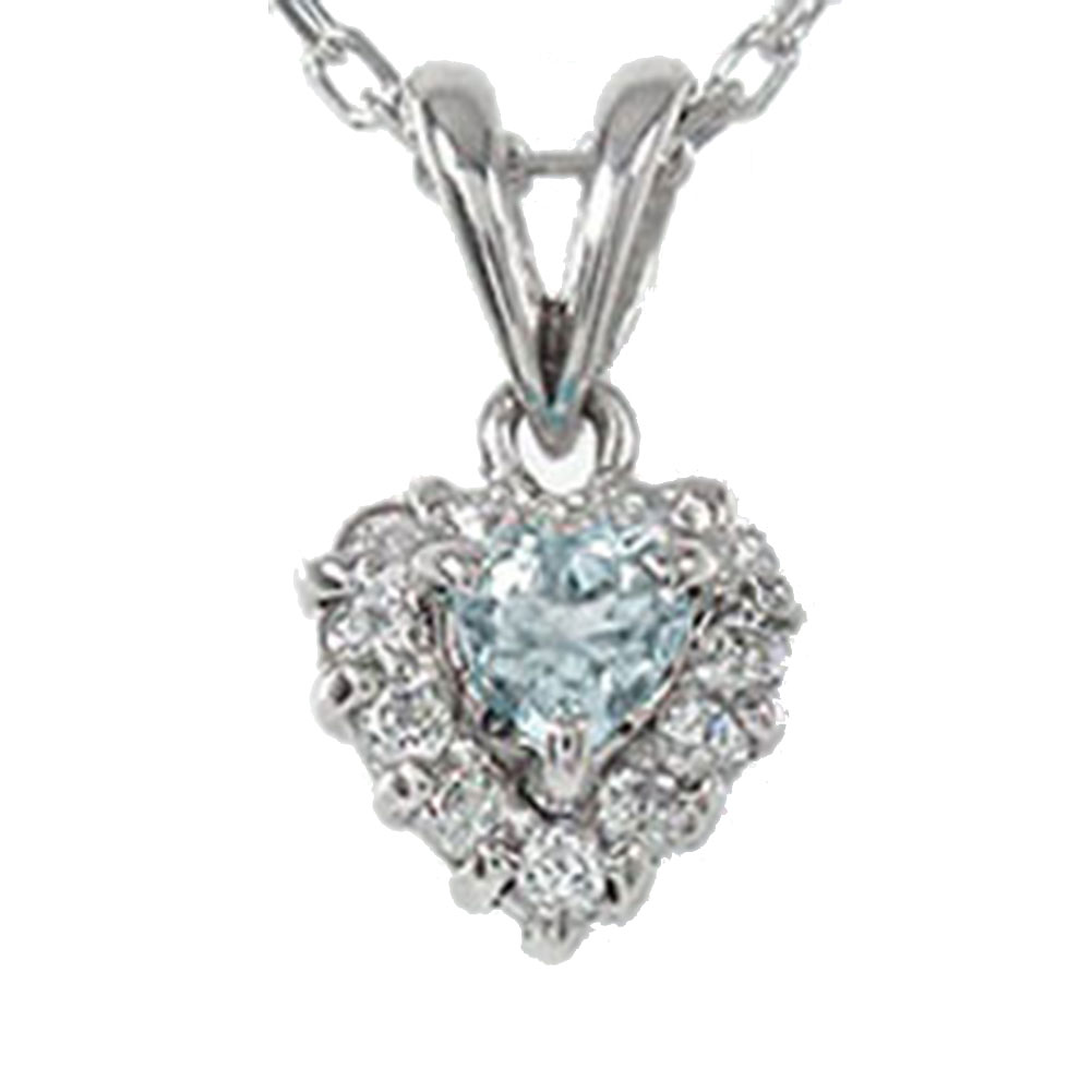 【20%OFFクーポン】ネックレス ハートネックレス アクアマリン 18金 ダイヤモンド 取り巻き ペンダントトップ シルバーチェーン鎖 チャーム ゴールド G...