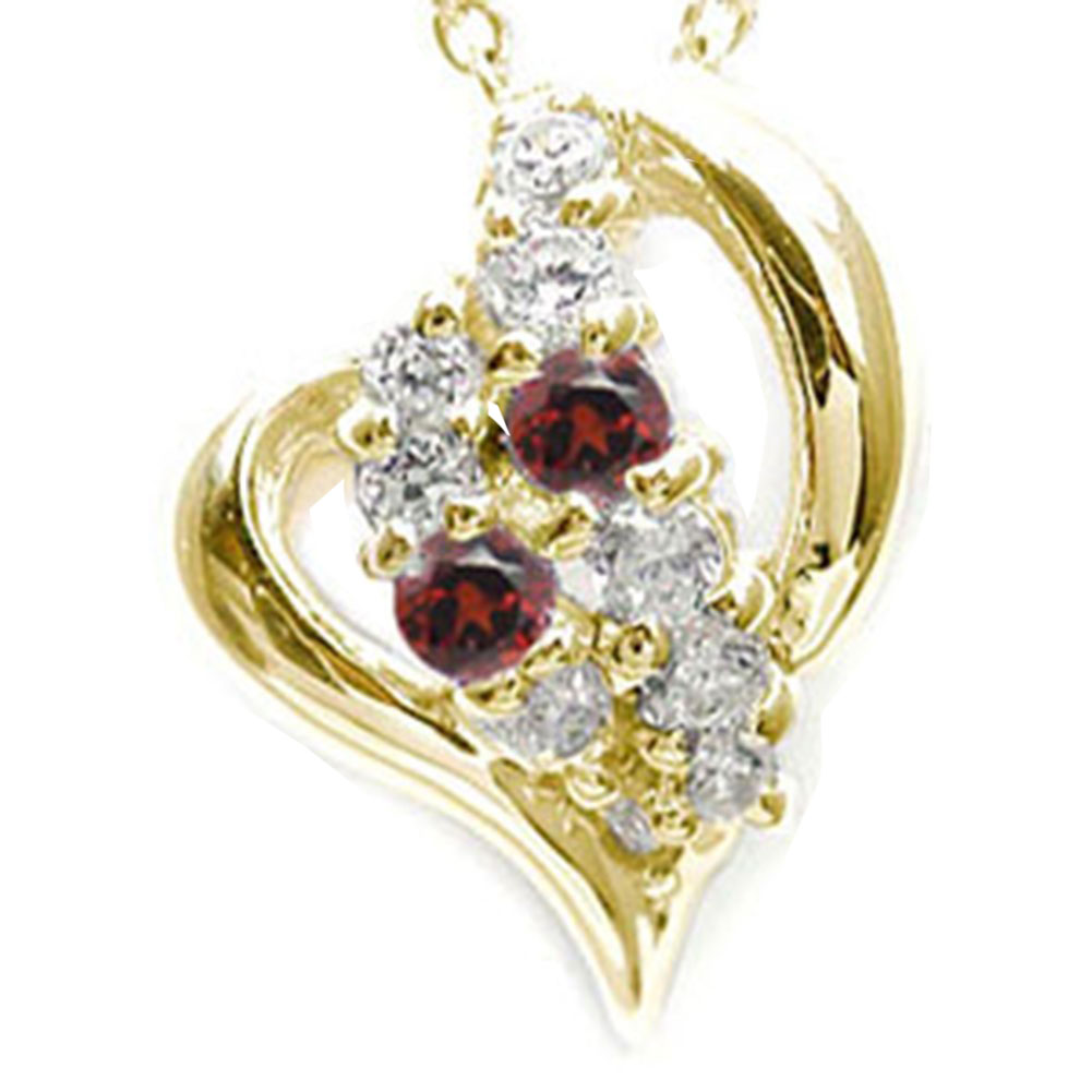 【20%OFFクーポン】ネックレス 流れ星 ガーネット 18金 イエロー k18YG 天の川 ペンダントトップ シルバーチェーン鎖 オープンハート チャーム ゴ...