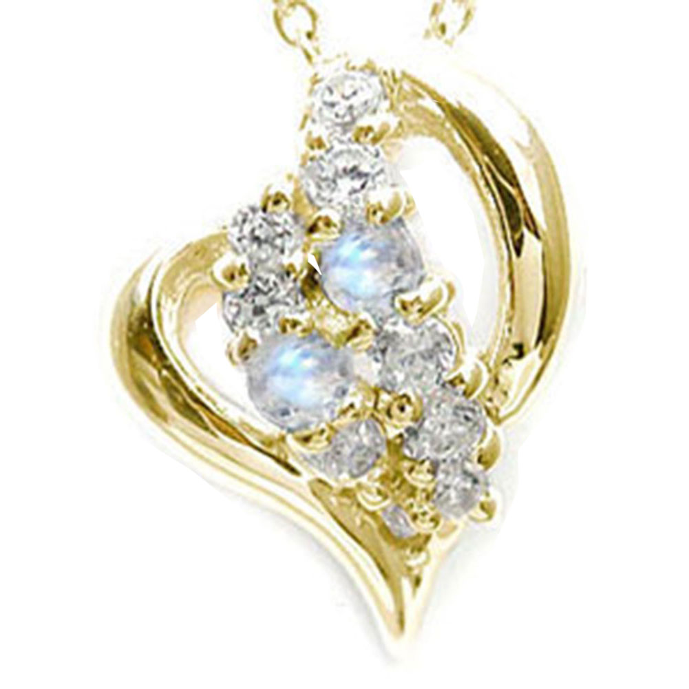 【20%OFFクーポン】ネックレス 流れ星 ブルームーンストーン 18金 イエロー k18YG 天の川 ペンダントトップ シルバーチェーン鎖 オープンハート チ...