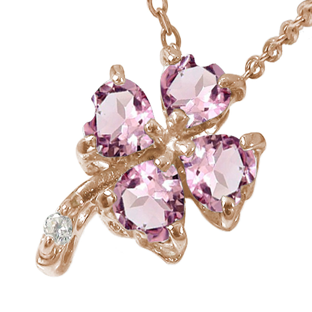 【20%OFFクーポン】ネックレス ピンクトルマリン 18金 k18 18k クローバー 希望・幸福・愛情・健康 四つ葉 カラーストーン ペンダントトップ シル...
