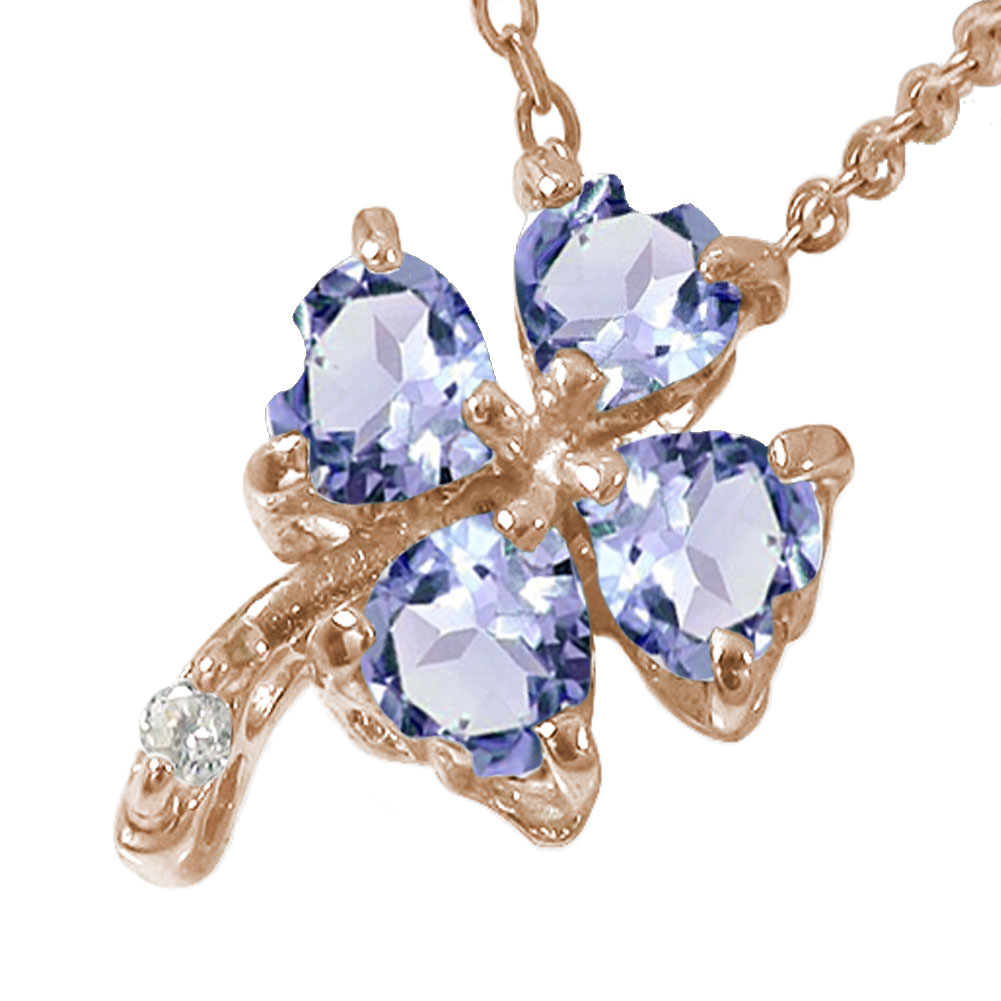 【20%OFFクーポン】ネックレス タンザナイト 四つ葉 18金 k18 18k クローバー 希望・幸福・愛情・健康 カラーストーン ペンダントトップ シルバー...