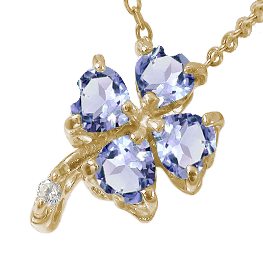 【10%OFFクーポン】ネックレス クローバー 希望・幸福・愛情・健康 10金 k10 10k 四つ葉 タンザナイト カラーストーン ペンダントトップ シルバー...