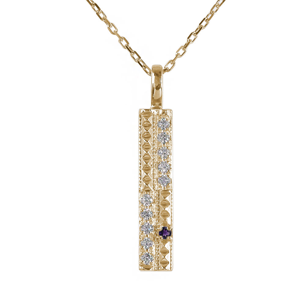 ネックレス ペンダントトップ シルバーチェーン鎖 ダブル ライン アメジスト 10金 k10 10k ペンダントトップ シルバーチェーン鎖 ジュエリー カラース...