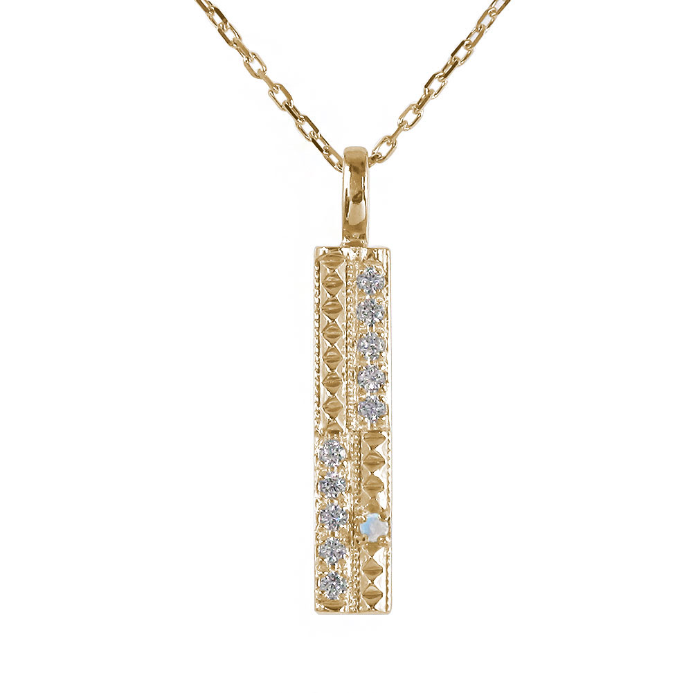 ネックレス ペンダントトップ シルバーチェーン鎖 ダブル ライン ブルームーンストーン カラーストーン 10金 k10 10k ペンダントトップ シルバーチェー...