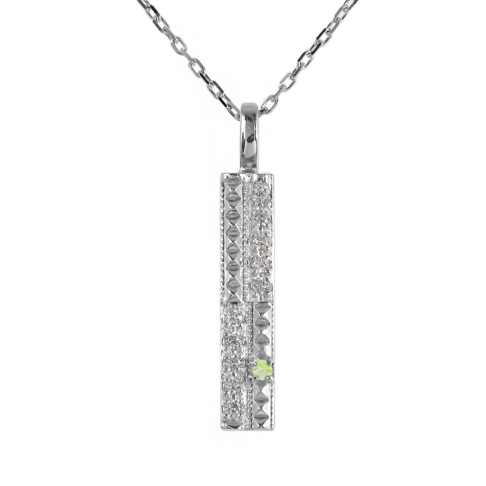 【20%OFFクーポン】ネックレス ペンダントトップ シルバーチェーン鎖 プラチナ ペリドット ダブル ライン カラーストーン レディース ペンダントトップ シ...