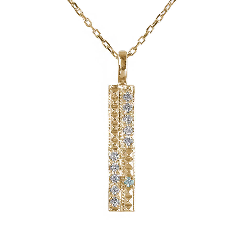 ネックレス ペンダントトップ シルバーチェーン鎖 ダブル ライン ブルートパーズ カラーストーン レディース 10金 k10 10k ペンダントトップ シルバー...