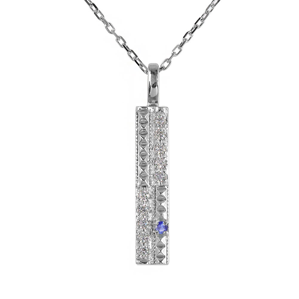 【20%OFFクーポン】ネックレス ペンダントトップ シルバーチェーン鎖 プラチナ サファイア ダブル ライン カラーストーン レディース ペンダントトップ シ...