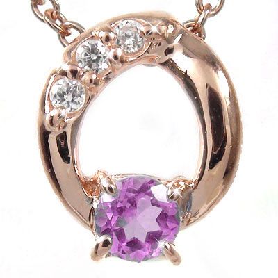 ネックレス ピンクサファイア オーバル チャーム ペンダントトップ シルバーチェーン鎖 ダイヤモンド k18ピンクゴールド k18PG ギフト 贈り物 クリスマ...