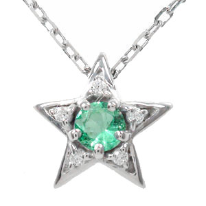 【10%OFFクーポン】ネックレス プラチナ 星 エメラルド 流れ星 ペンダントトップ シルバーチェーン鎖 チャーム 誕生日 記念日 モン Mon 人気 ネット...