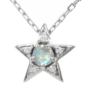 ネックレス プラチナ 星 ブルームーンストーン 流れ星 ペンダントトップ シルバーチェーン鎖 チャーム レディース誕生日 記念日 モン Mon 人気 ネットショ...