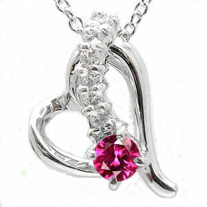 【20%OFFクーポン】ネックレス ルビー ハート k18ホワイトゴールド 流れ星 スター 流星ダイヤモンド チャーム ペンダントトップ シルバーチェーン鎖 誕...