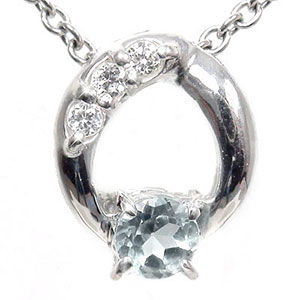 【10%OFFクーポン】ネックレス アクアマリン 絆 3月 誕生石 チャーム ハグ 10金 ホワイト ペンダントトップ シルバーチェーン鎖 きずな ゴールド G...