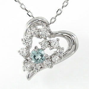 【20%OFFクーポン】ネックレス アクアマリン ハート 流れ星 10金 美しい 3月 誕生石ペンダントトップ シルバーチェーン鎖 チャーム ゴールド GOLD...