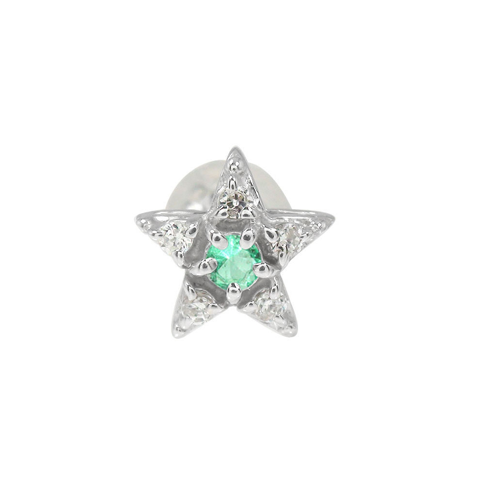 【10%OFFクーポン】ピアス 片耳 プラチナ エメラルド スター 星 片耳ピアス 5月 誕生石 クリスマス プレゼント Xmas 花以外 彼女 妻 贈り物 2...