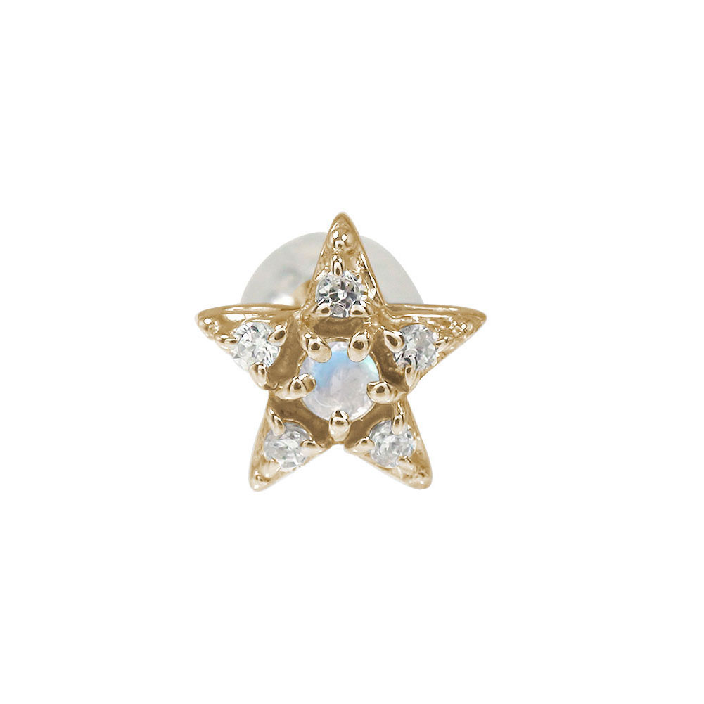 【10%OFFクーポン】ピアス 片耳 6月 誕生石 スター 星 片耳ピアス 10金 ブルームーンストーン クリスマス プレゼント Xmas 花以外 彼女 妻 贈...