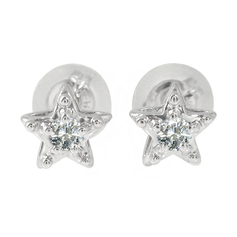 【10%OFFクーポン】Pt900 ピアス スター 星 ダイヤモンド 4月 誕生石 プラチナ 小ぶり 控えめ シンプル 使いやすい クリスマス プレゼント Xm...