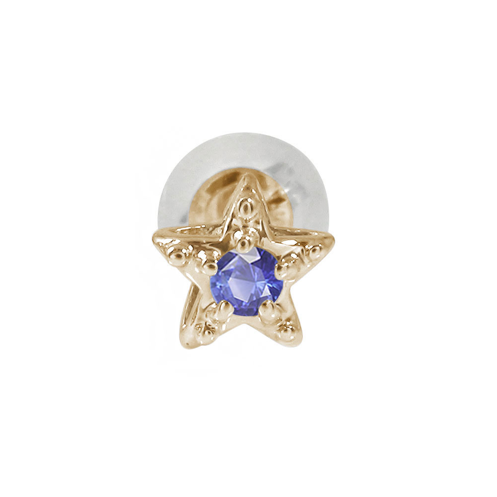 ピアス 片耳 スター 星 片耳ピアス 10金 サファイア 9月 誕生石 クリスマス プレゼント Xmas 花以外 彼女 妻 贈り物 2025