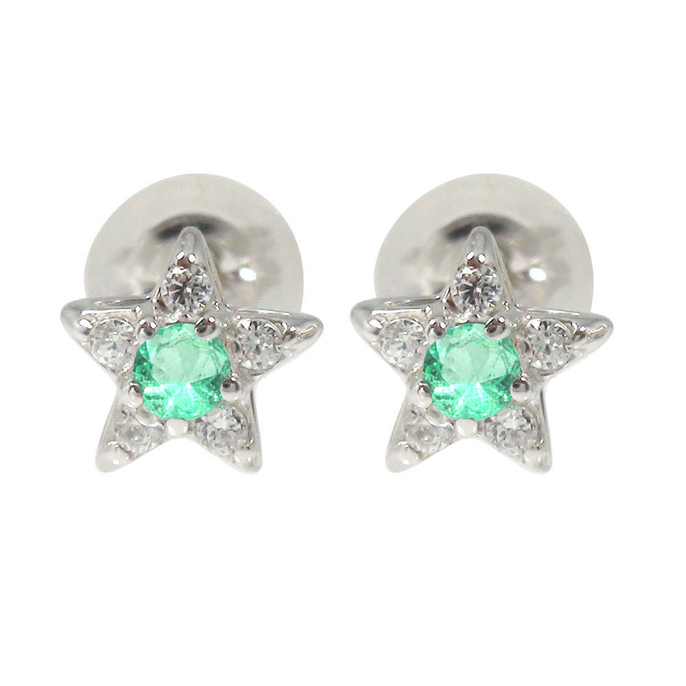 【20%OFFクーポン】ピアス プラチナ エメラルド スター 星 5月 誕生石 クリスマス プレゼント Xmas 花以外 彼女 妻 贈り物 2025