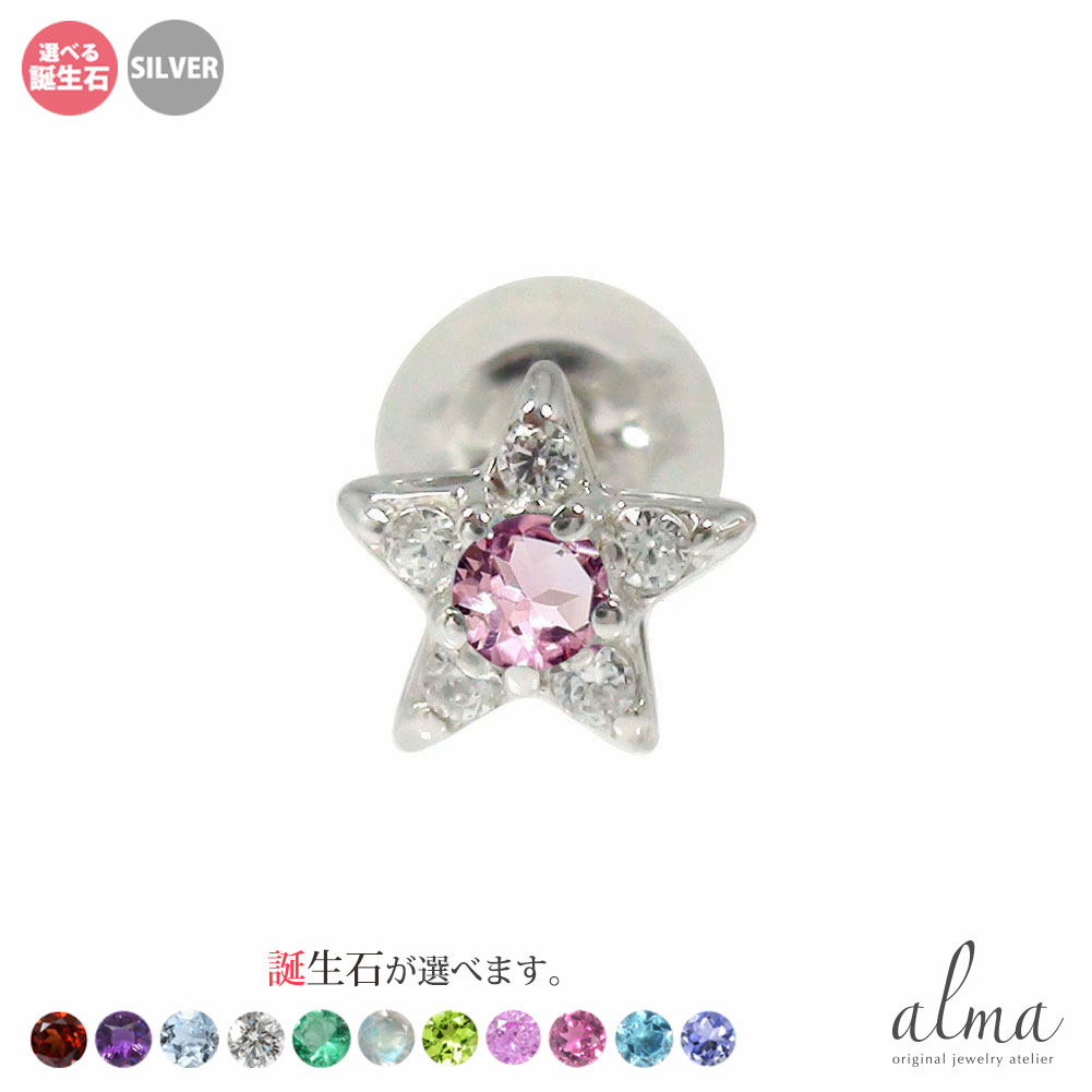 シルバー ピアス 片耳 スター 星 ダイヤモンド レディース 片耳ピアス silver925 スターリングシルバー 誕生石 クリスマス プレゼント Xmas 花...