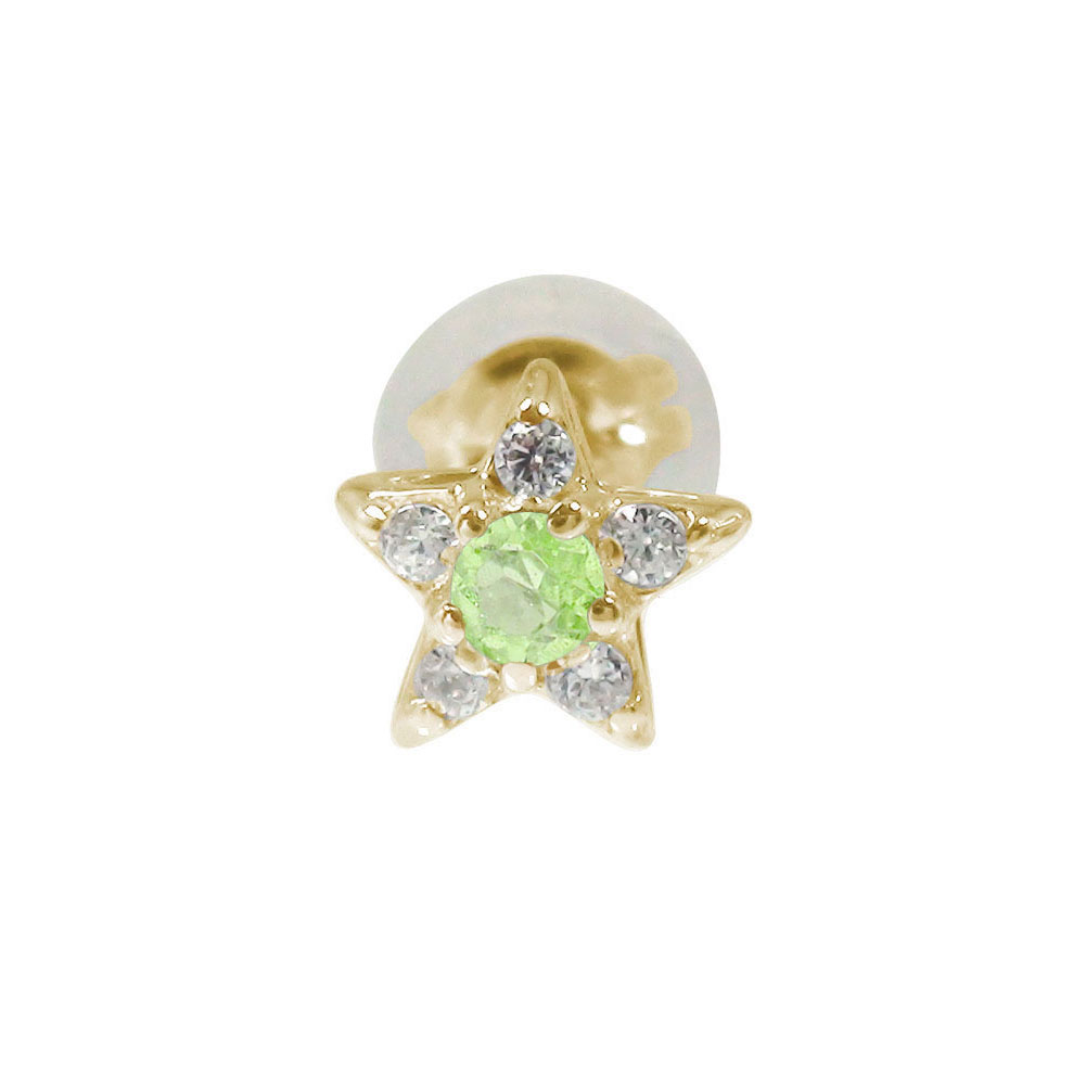 ピアス片耳10金ペリドット8月誕生...