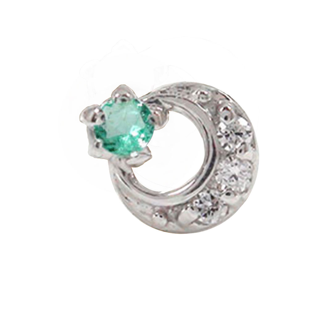 【10%OFFクーポン】10金 ピアス 片耳 トリロジー ピアス 月 流れ星 スター 流星 ダイヤモンド 片耳 エメラルド ピアス K10 10k 5月 誕生石...