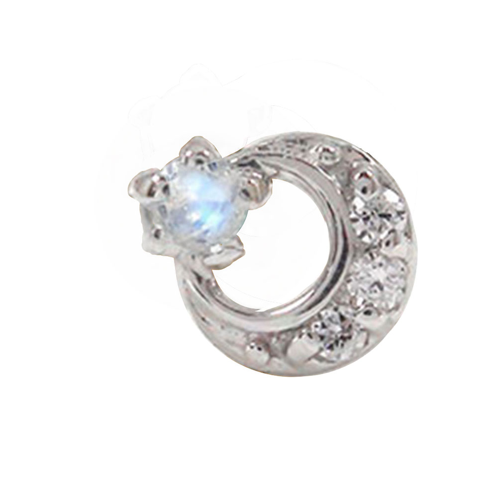 【10%OFFクーポン】ピアス 月ピアス ブルームーンストーン片耳 18金 ダイヤモンド トリロジー 流れ星 スター 流星 サプライズ6月 誕生石 送料無料 ク...